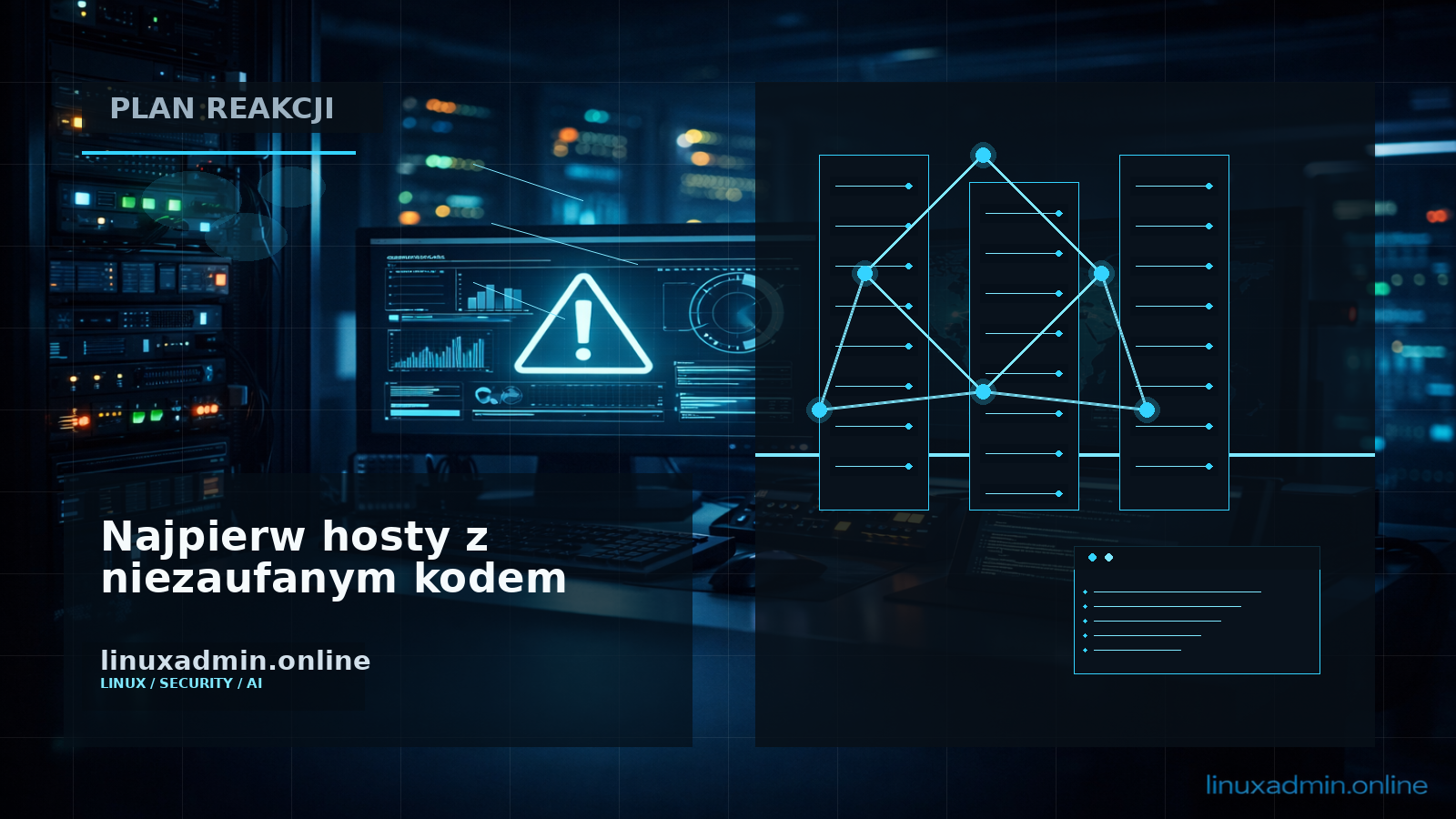 Panel administracyjny z listą priorytetów patchowania dla hostów Linux, Kubernetes i runnerów CI