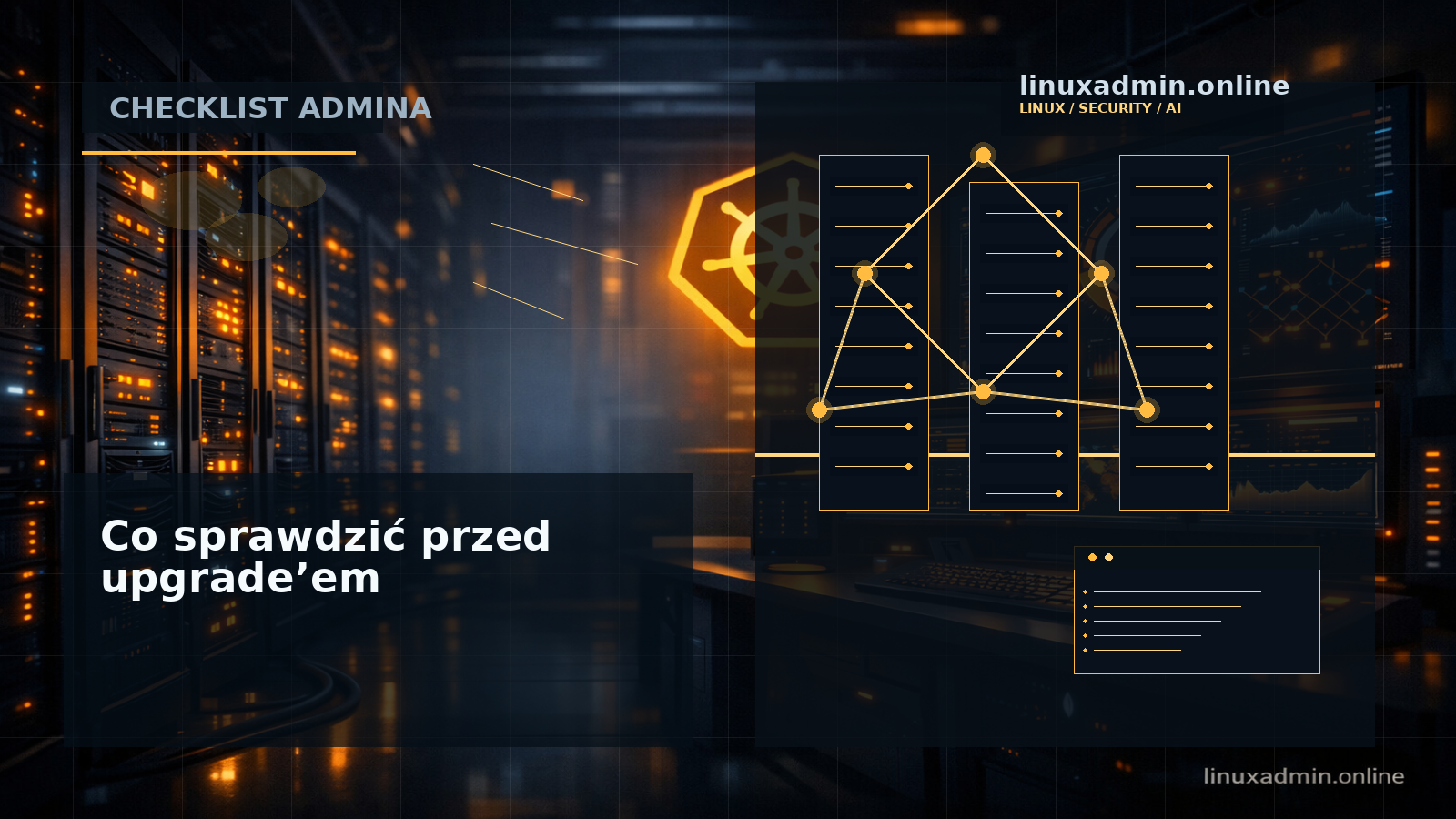 Mapa działań dla administratora przed migracją klastra do Kubernetes 1.36.1 z audytem Service, Podów i akceleratorów