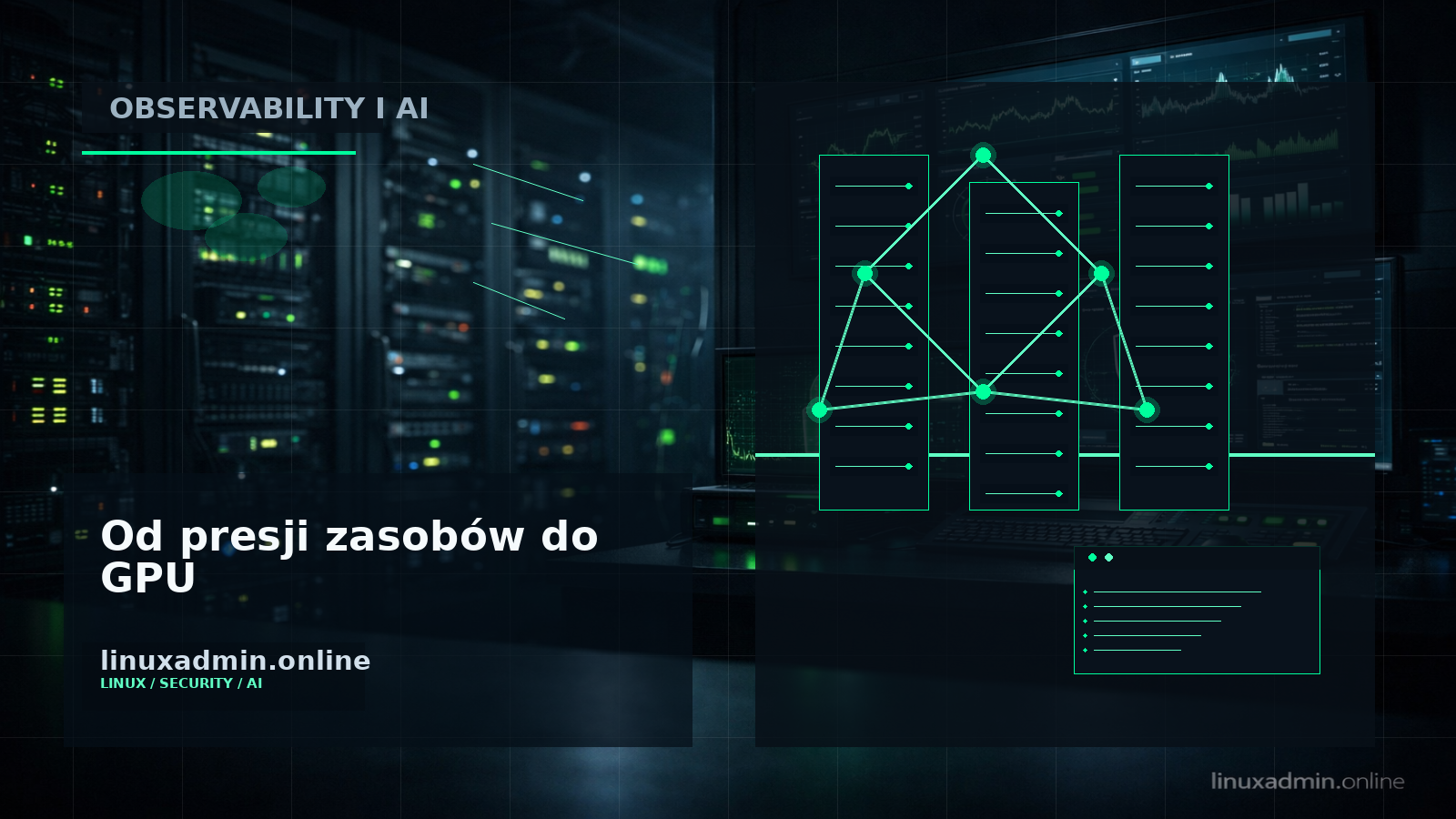 Techniczny diagram metryk PSI CPU pamięci i IO połączonych z alokacją GPU przez DRA w Kubernetes