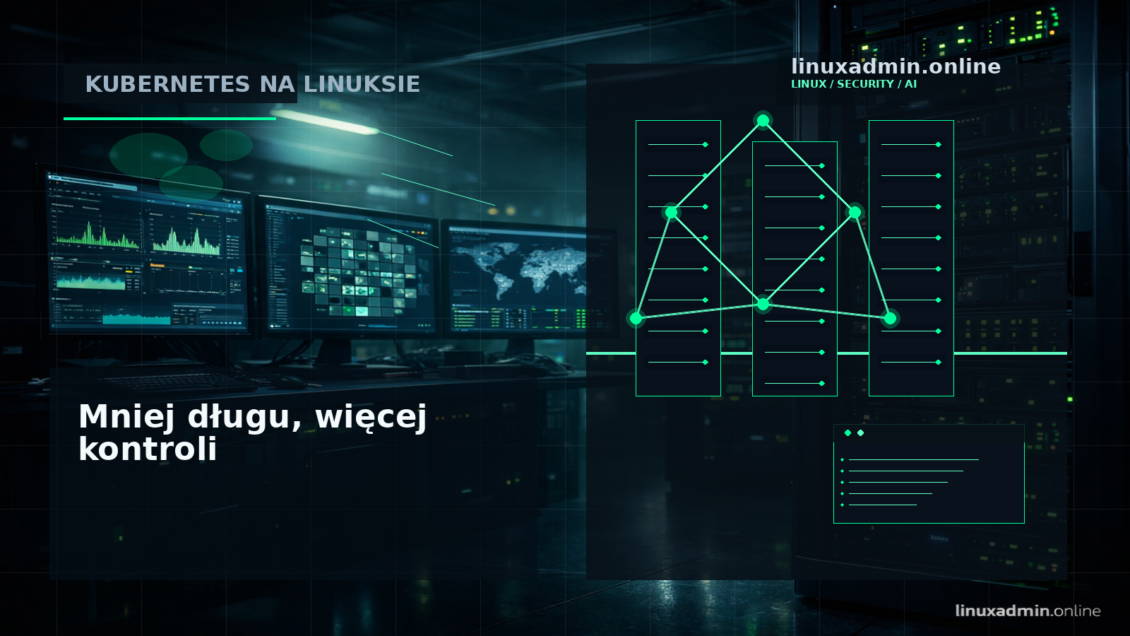 Duża grafika podsumowująca wpływ etcd 3.7 na Kubernetes v1.37, observability i administrację Linux